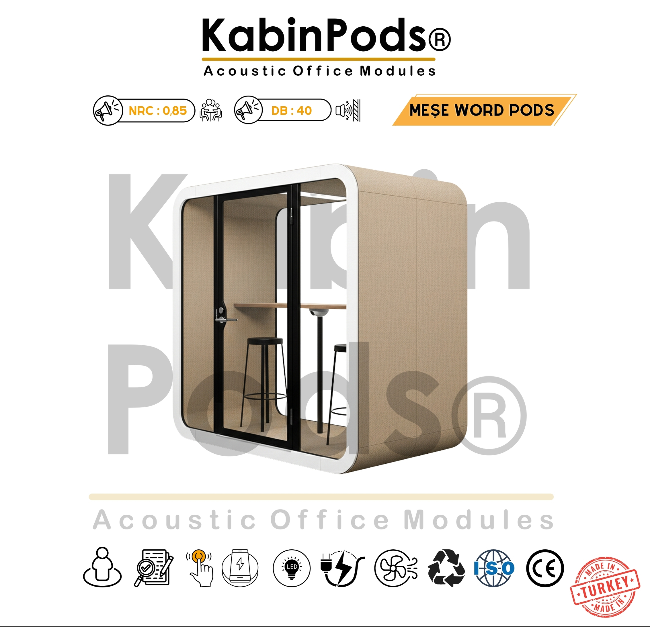 Ofis kabini ergonomik çalışma alanı