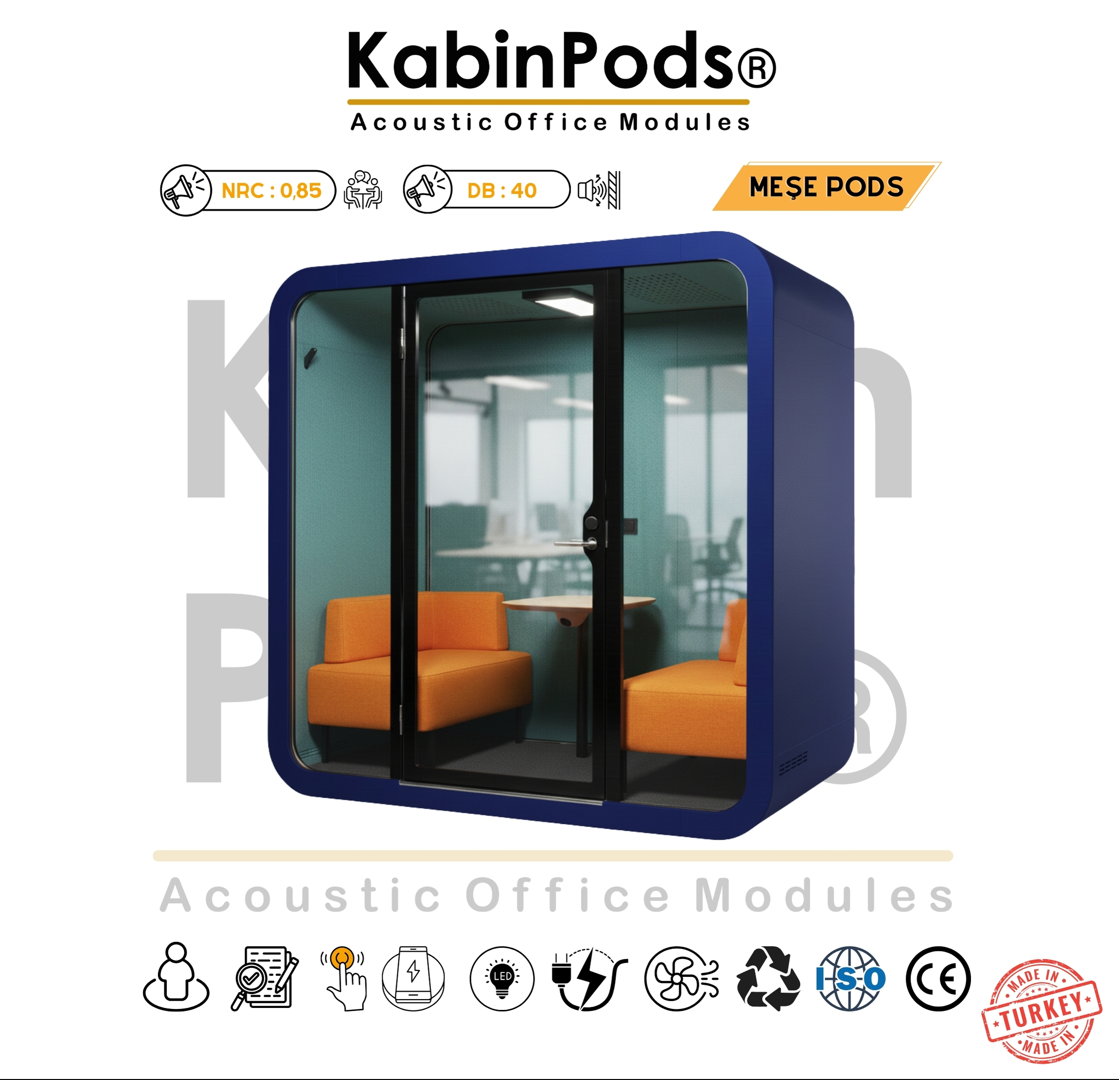 KabinPods toplantı kabini iç mekân görseli